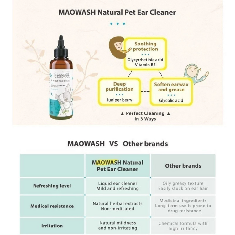 Maoup MAOWASH Natural Pet Ear Cleaner (165ml) (Cat/Dog)
