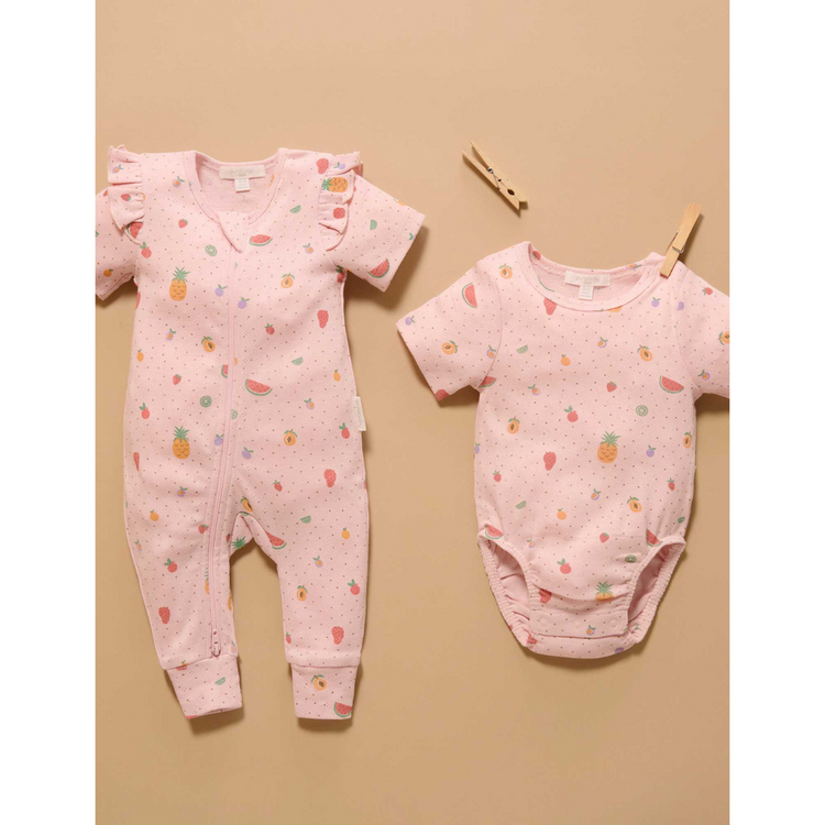 Purebaby Organic Fruity Print Pointelle Bodysuit