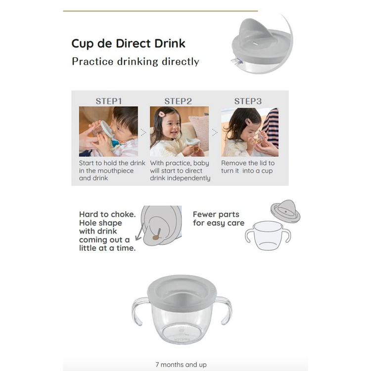 Richell Axstars Cup De Direct Drink - Light Grey (7m+) (150ml)