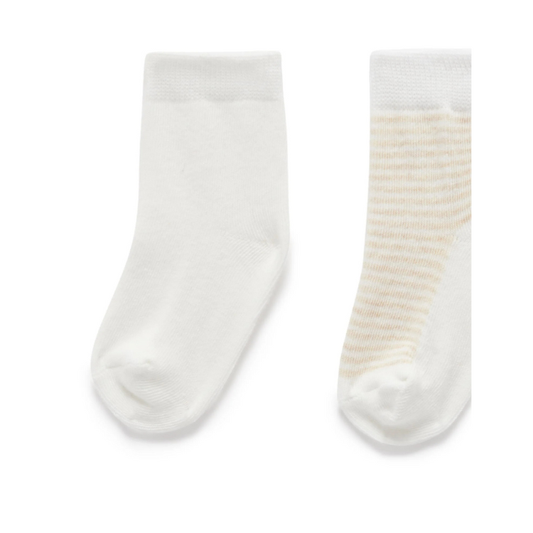 Purebaby 3 Organic Sock Pack - Wheat Melange & Vanilla