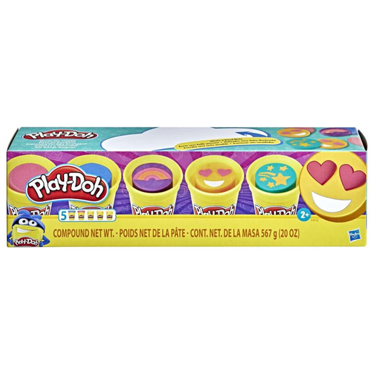 Play-Doh Color Me Happy 5-Pack with 3 Emoji-Inspired Cans for Kids 2 Years and Up, Non-Toxic