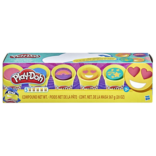 Play-Doh Color Me Happy 5-Pack with 3 Emoji-Inspired Cans for Kids 2 Years and Up, Non-Toxic