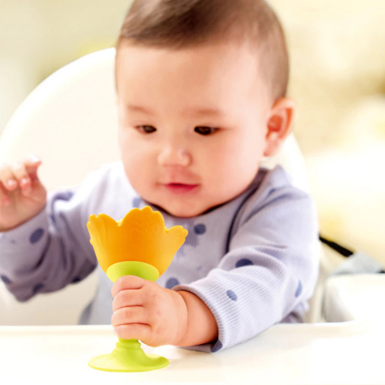 Hape 0137 Silicone Rattle & Teether Flower Orange (0m+)