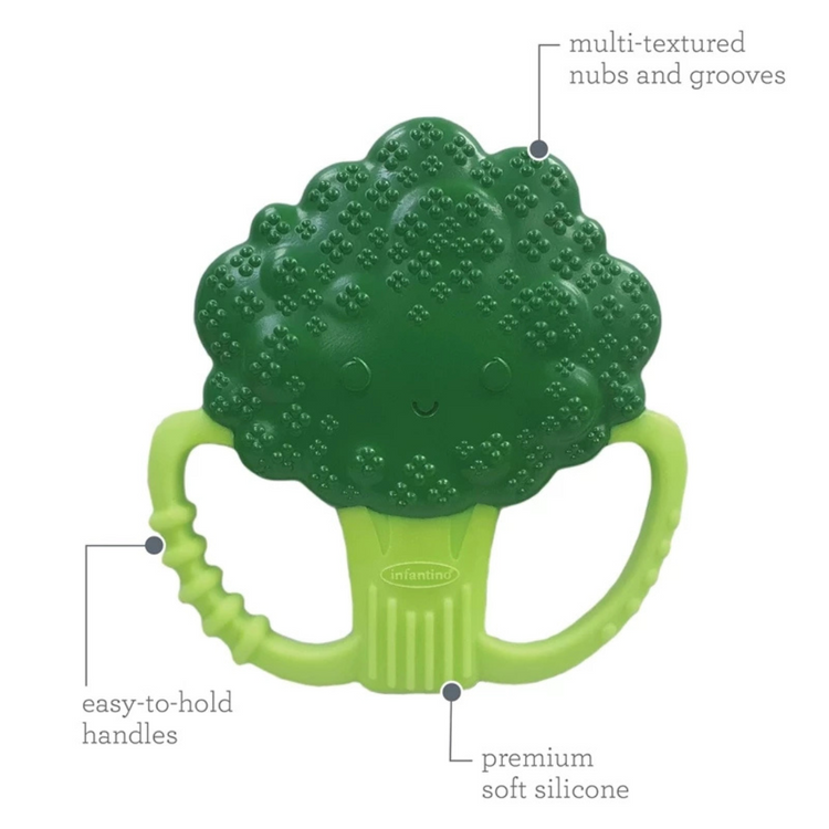 Infantino 316730 Lil Nibbles Textured Silicone Teether - Broccoli (0m+)