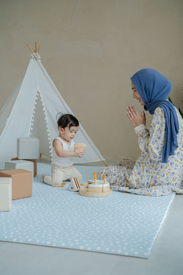 GingerBubs Speckled Play Mat Large - Baby Blue (2.0 m x 1.4 m)