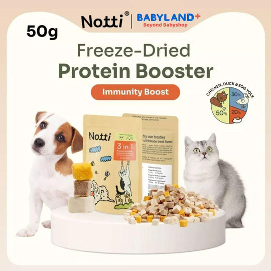 Notti 3-in-1 Protein Booster Freeze-Dried Cubes 50g | Immunity & Muscle Growth Chicken Duck Egg Yolk Dog & Cat