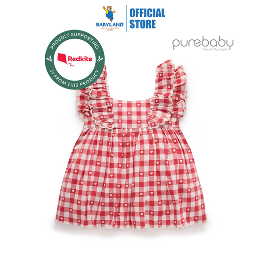 Purebaby Organic Heart Gingham Dress