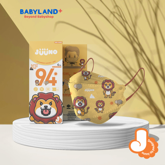 Juuno Kids Mask KF94 Safari Leo 10'S - Orange | Protective 4Layer Protective >98% 3D Mask