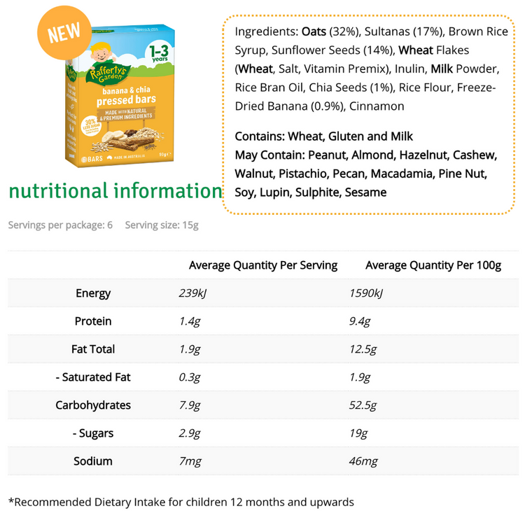 Rafferty's Garden Pressed Snack Bars 90g (12m+)