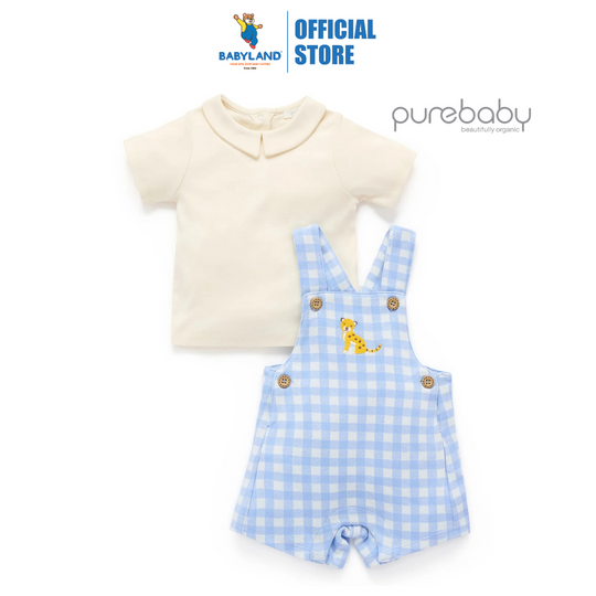 Purebaby Organic Caribbean Gingham Overall Set