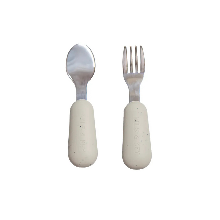 Mils and Key Speckled Stainless Steel Toddler Cutlery