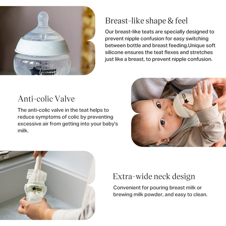 Tommee Tippee Natural Start PP Bottle (2x260ml) - With Medium Flow Teat