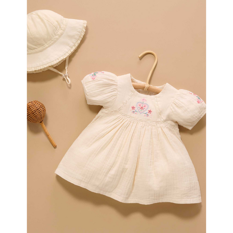 Purebaby Organic Cloud Print Embroidered Dress
