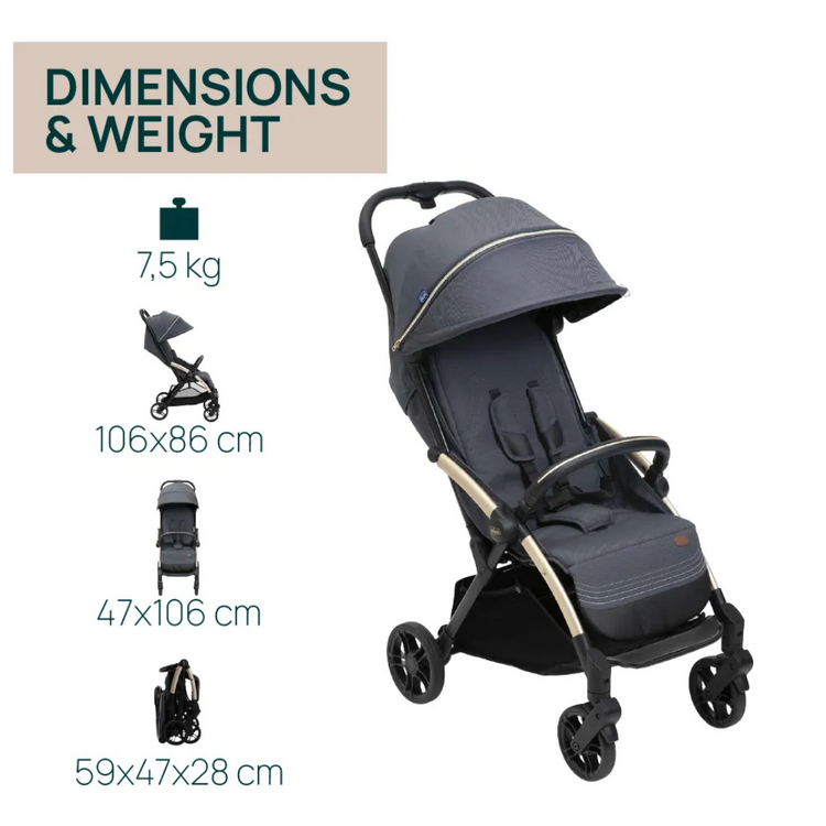 Chicco Goody XPlus Auto Fold Stroller - Dark Shadow (Newborn up to 22kg)