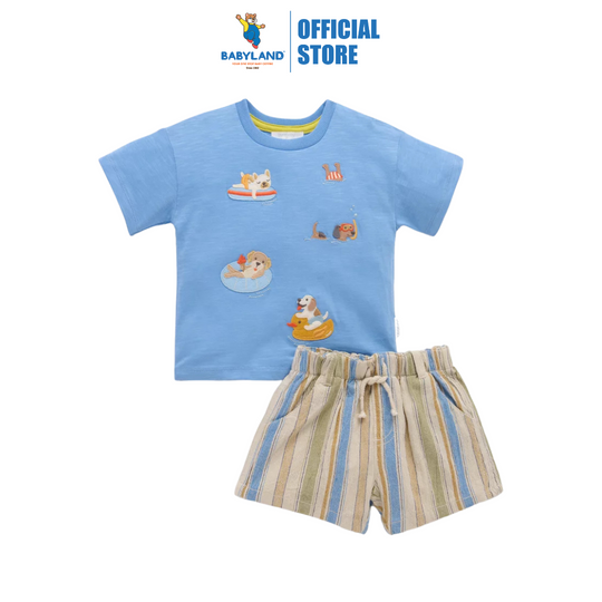 Purebaby Organic Baby Kids Floating Puppies Set - Ocean Print