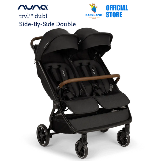 Nuna trvlโข dubl Stroller - Caviar | Side-By-Side Double (Up to 50 lbs per seat)