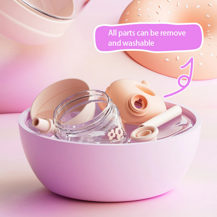 Cocosmile 8323 Coco Dudu Straw Glass Cup 450ml - Pink
