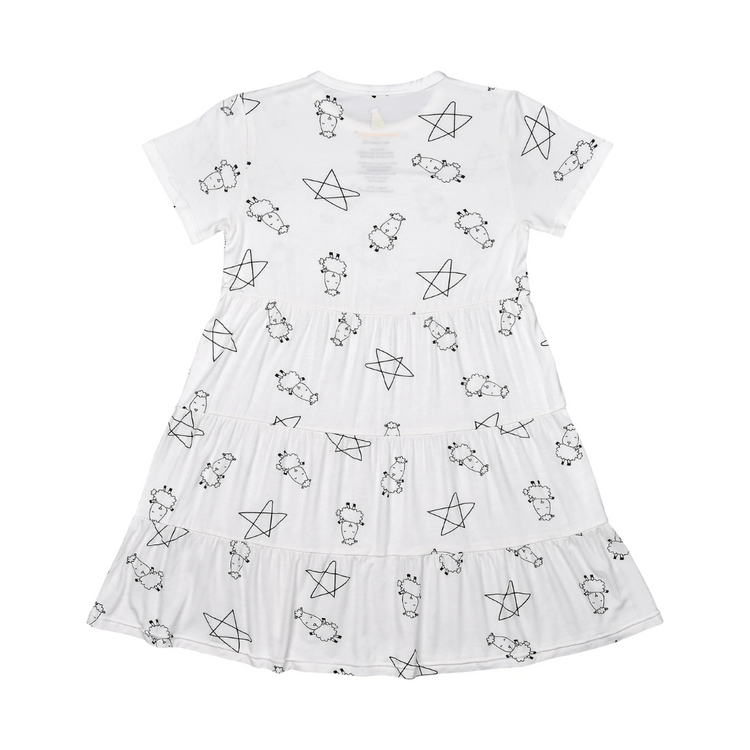 Baa Baa Sheepz Tiered Dress Cute Big Star & Sheepz White