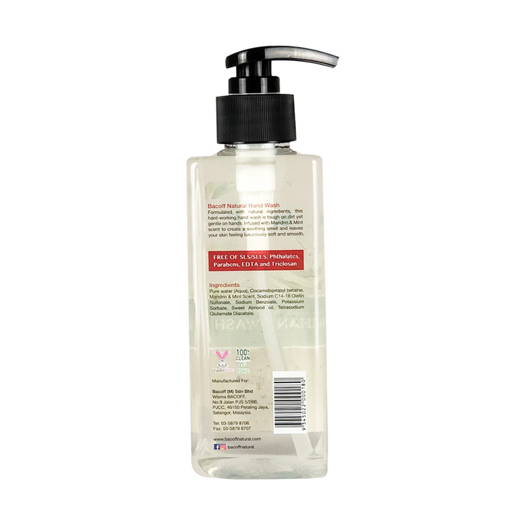 Bacoff Natural Alcohol Free Hand Wash Gel Mandarin & Mint (300ml)