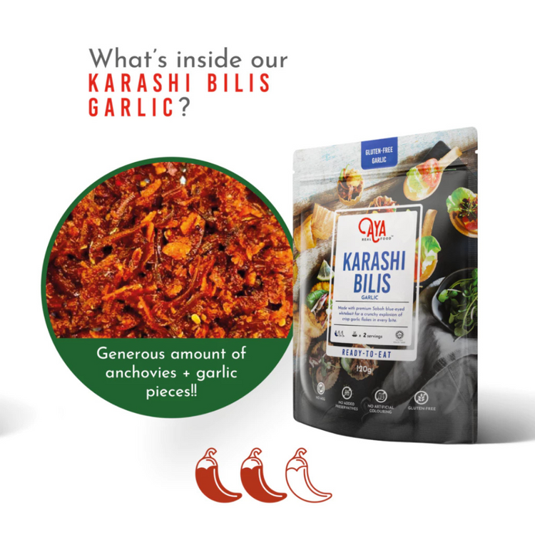 Aya Real Food Karashi Bilis (120g) | Original, Kombu, Garlic & Sichuan