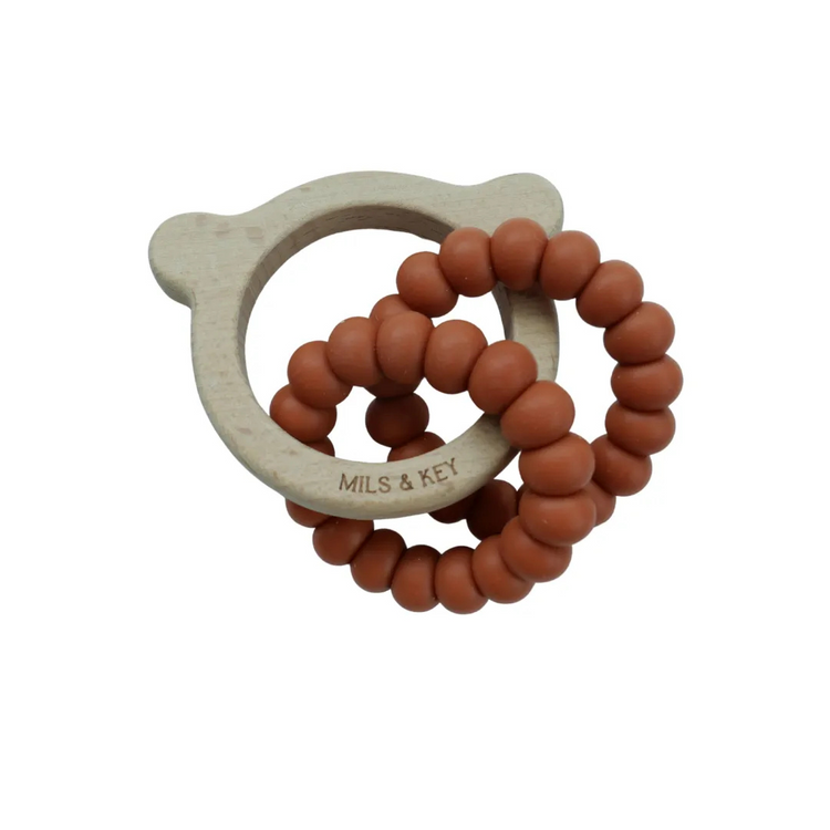 Mils and Key Wooden Bear Teether (3m+)