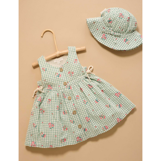 Purebaby Organic Gingham Pinnie Frida Dress