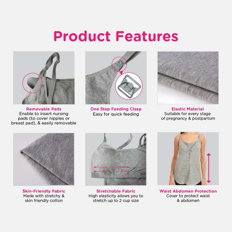 Lunavie Premium Nursing Cami - Grey