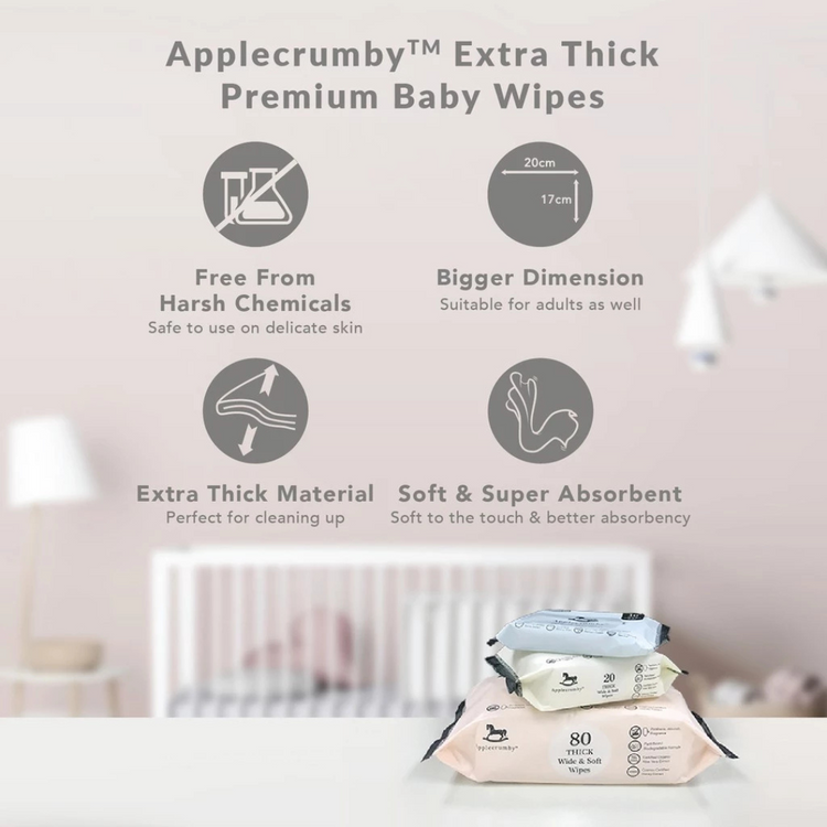 Applecrumby Extra Thick Honey Baby Wipes 80s (2 Packs)