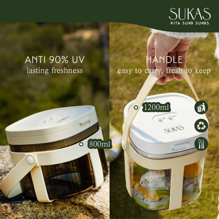 SUKAS Milk Powder Container Flip - Square Scraper & Date With Handle (800ml) (1200ml)