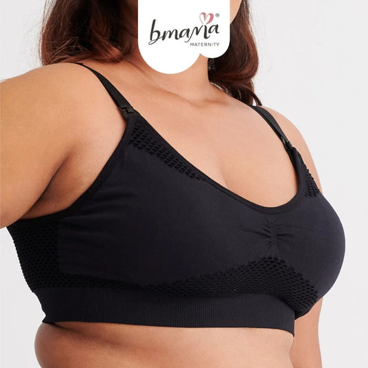 Bmama 2 Ways Hands-Free Pumping Nursing Sport Bra - Black
