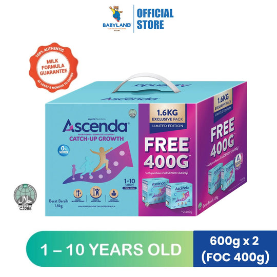 Wyeth S-26 ASCENDA® Catch-Up Growth 600g x 2 (FOC 400g) | Supports Increase of Height & Weight