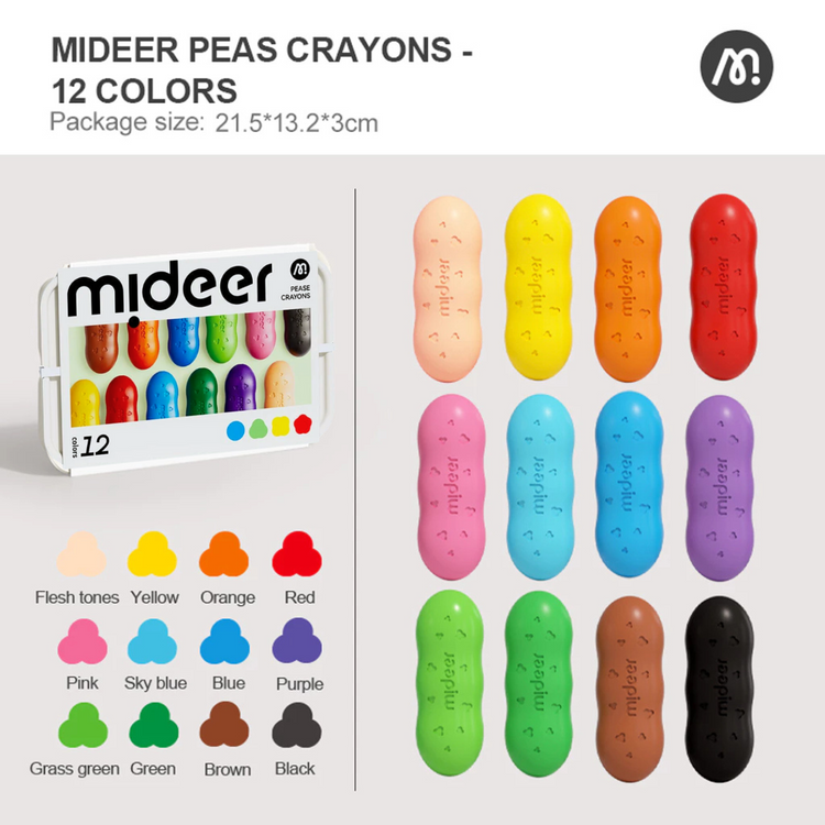 Mideer Washable BeeswaxBased Peas Crayon ( 8 / 12 Colors )