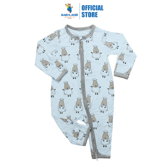 Baa Baa Sheepz Romper Zip Big Sheepz Blue with Grey Border
