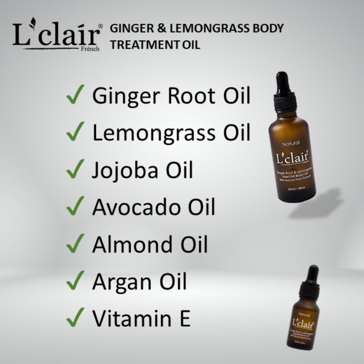 Lclair Ginger & Lemongrass Essential Body Oil (15ml/55ml)