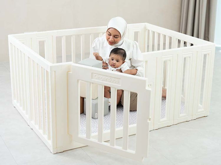 GingerBubs Playpen Pearl White (2.06 m x 1.47 m)