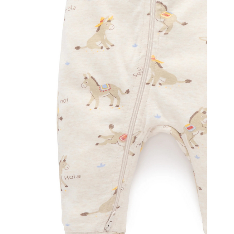 Purebaby Organic Rib Short Sleeve Zip Growsuit - Si Senor