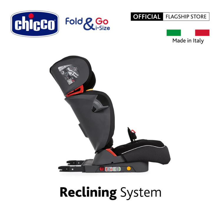 Chicco Fold & Go I-Size Booster Car Seat (ECE R129) - Jet Black (3yrs up to 12yrs of age)
