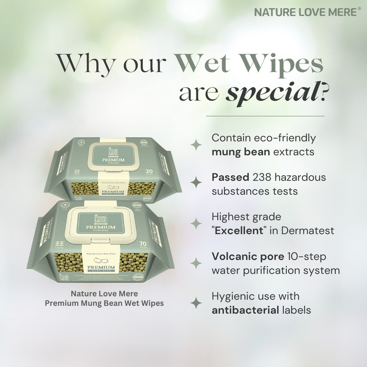 NATURE LOVE MERE Premium Mung Bean Baby Wet Wipes (Cap)