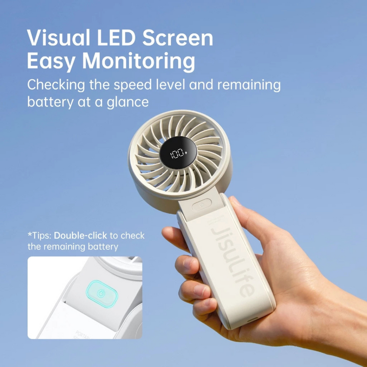 JisuLife Portable Handheld Fan Life7 (5000mAh) 19.5h cooling Foldable Hand Fans with 5 gears strong wind
