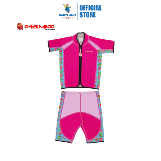 Cheekaaboo Twinwets Toddler Thermal Swimsuit UPF50+ Pink Monster