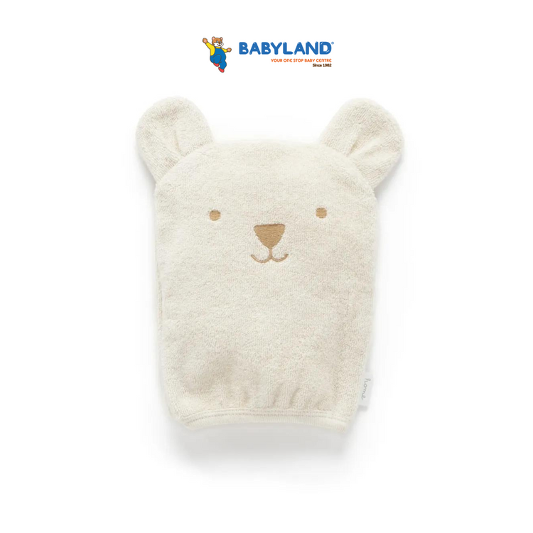 Purebaby Organic Bear Bath Mitt - Wheat Melange Bear