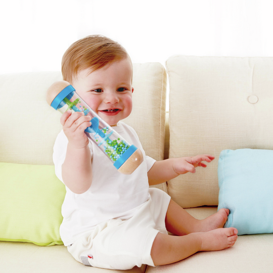 Hape 0328 Beaded Raindrops Rattle - Blue for baby age 6 months+