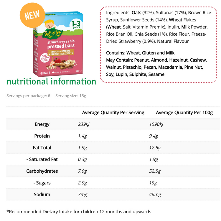 Rafferty's Garden Pressed Snack Bars 90g (12m+)