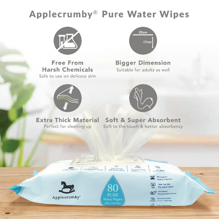 Applecrumby Pure Water Wipes 80s (2 Packs)