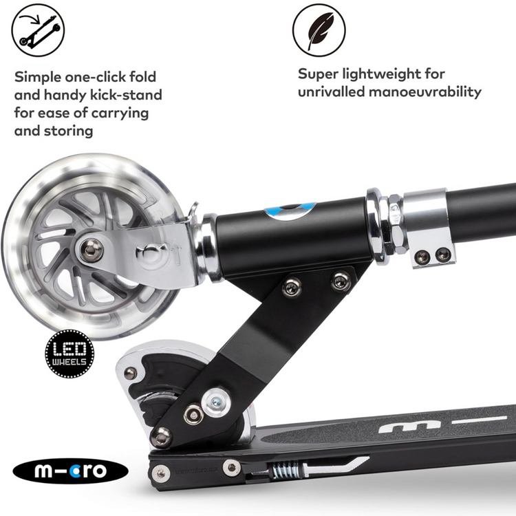 Micro Sprite LED Black (5Y+) 2-wheel foldable scooter