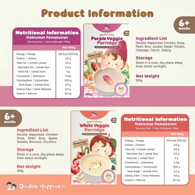 Double Happiness Baby Ready to Eat Porridge | Instant Porridge | Travel friendly food