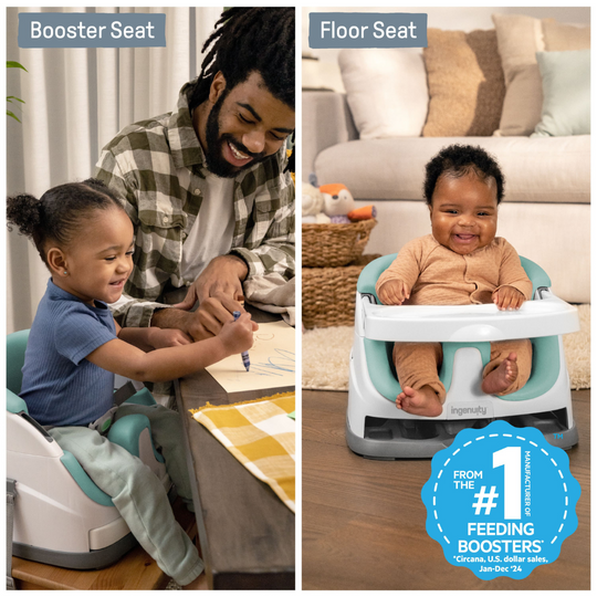 Ingenuity Baby Base 2-in-1 Booster Seat - Mist Blue (6M-3Y)