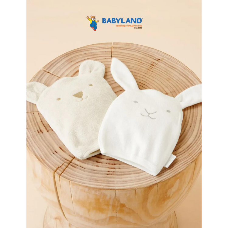 Purebaby Organic Bear Bath Mitt - Wheat Melange Bear