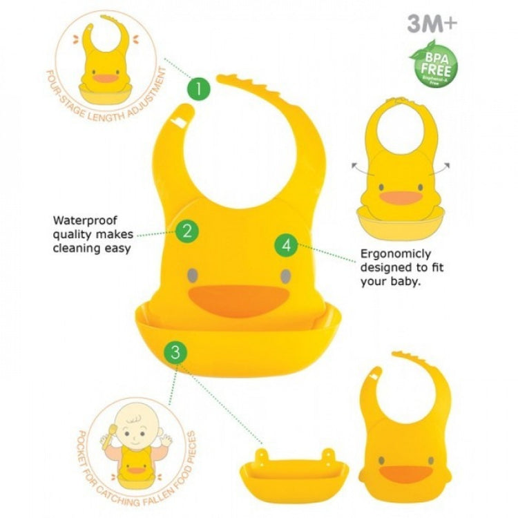 Piyo Piyo Adjustable Waterproof Bib with Food Catching Tray - 6m+