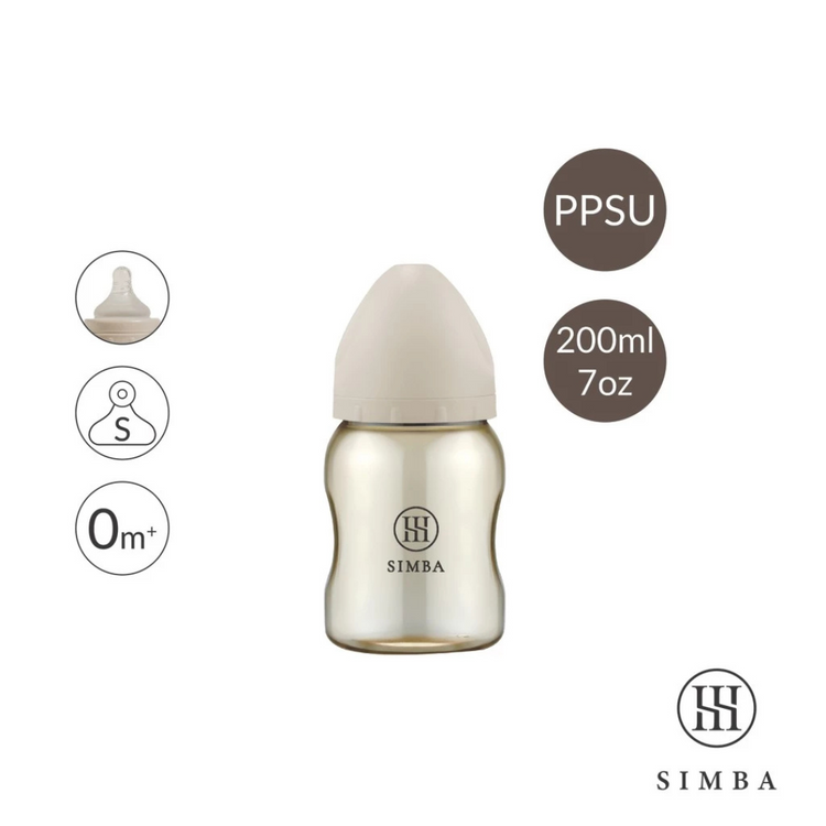 Simba allonge Newborn 200ml - PPSU Wide Neck Anti-Colic Feeding Bottle Round Hole S Teat